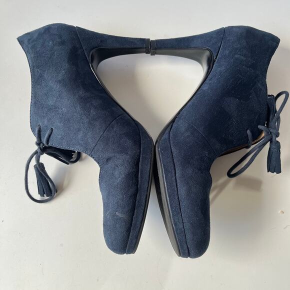 Naturalizer Paxton Bootie Womens Size 6M Blue Open Front Lace Up Tassel Witchy - Picture 4 of 13